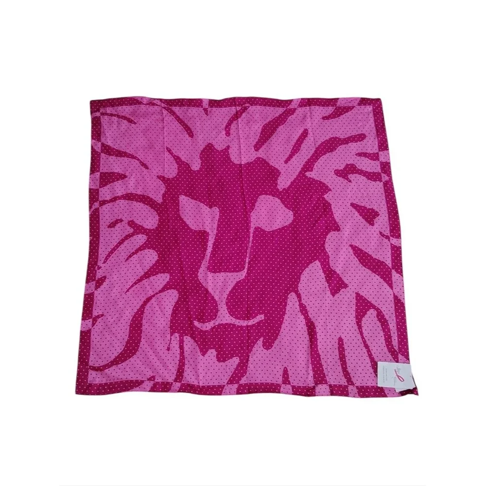 NWT Anne Klein 100% Silk Polka Dot Lion Scarf Breast Cancer Awareness
